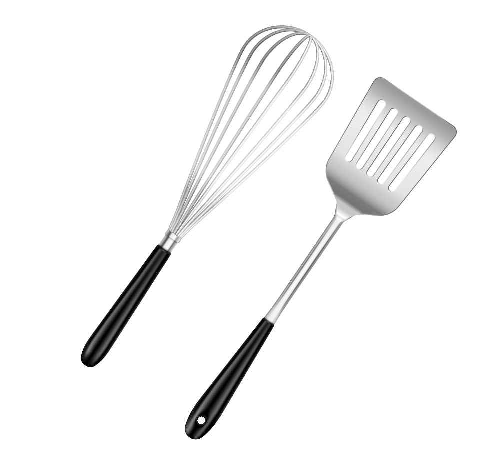 ustensiles de cuisine : fouet et spatule